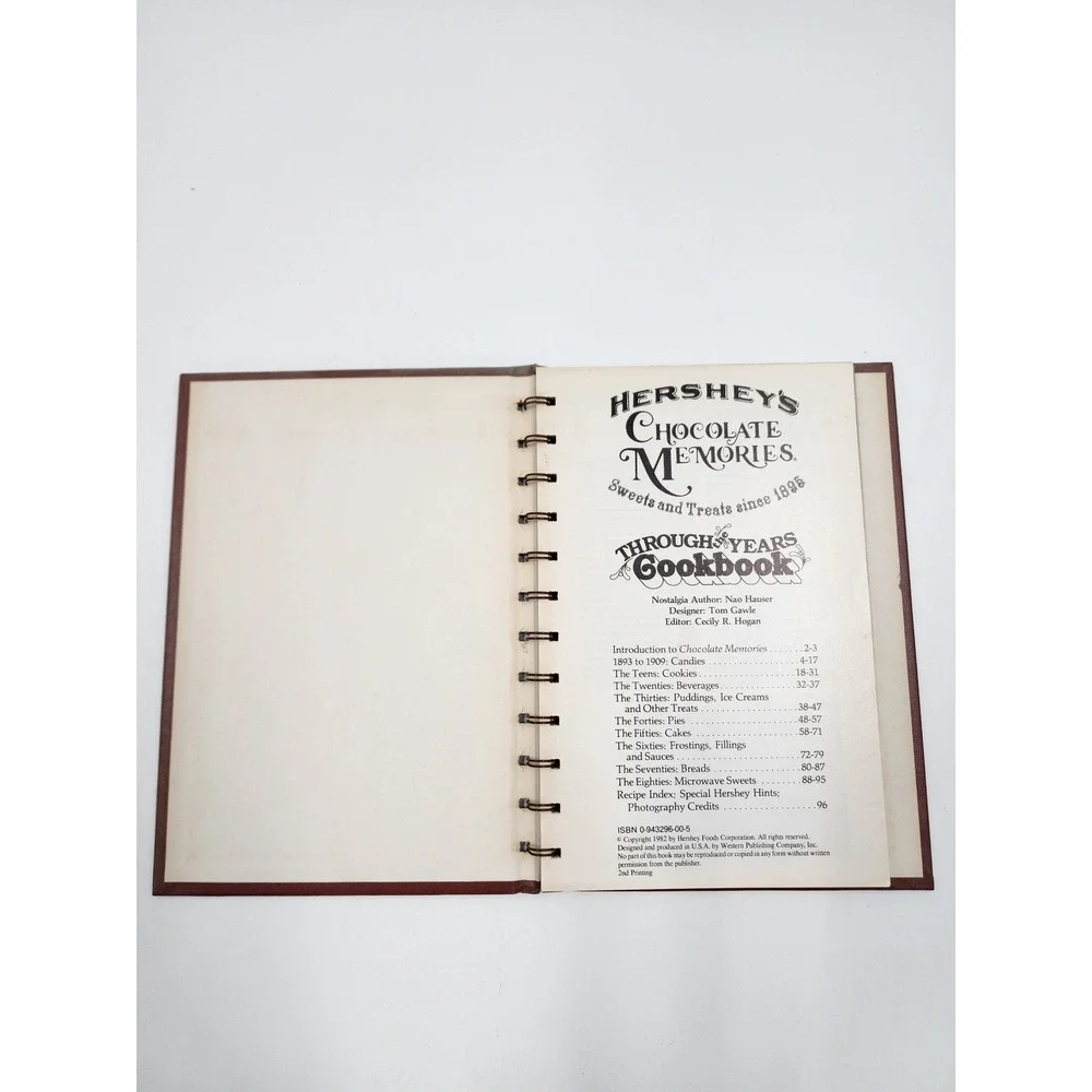 Vintage Hersheys Chocolate Memories Through The Years Cookbook 1982 Spiral Bound
